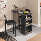 Garvee Bar-Tisch Und Stühle Set Mit Halbrunder Retro-Tischplatte, 3-Stufigem Stauraum, Lederbezogene Hocker Für Küche Und Büro, Modern, Platzsparend - Grauer Küchentisch