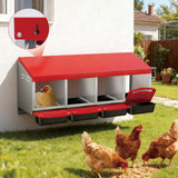 Garvee Hühnernestbox 4-Fach ohne Ständer Metall Legenest 111x50x47.5cm groß für 4-8 Hühner in Rot - 