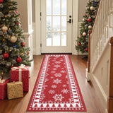 Garvee Romantischer Weihnachtsläufer Mit Schneeflocken, Rutschfest, Ultraweich, Mikrofaser, TPE-Anti-Rutsch, 60x180 cm, Wohnzimmer & Flur, Waschbar