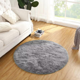 Garvee Runder Flauschiger Teppich 2'7.5" Für Kinderzimmer, Weich Shaggy Hochflor 1.5" Plüsch Samt Anti-Rutsch Grau - grau