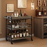 Garvee Barwagen 3-Stöckig Mit Rollen, Weinregal, Abnehmbares Tablett Für Küche & Wohnzimmer, Grau, 35.4x15.7x34.1 Zoll - schwarz