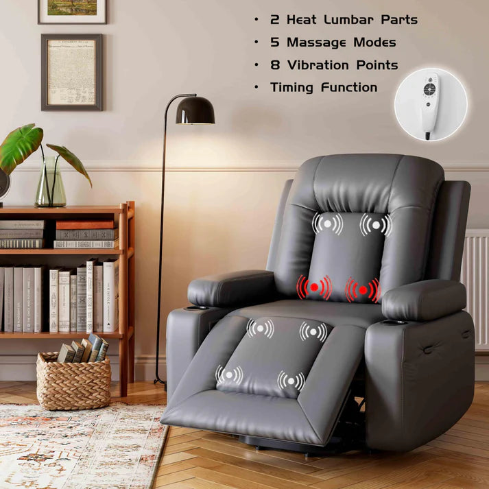 Garvee Power-Lift-Sessel – Elektrisch, Wärme & Massage, Verstellbar, PU-Leder, Seniorenhilfe, 95×95×104 cm