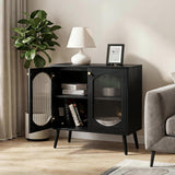 Garvee Sideboard 80×80×40 cm, Kippschutz, Geschlossener Stauraum, Schwarz - Schwarz