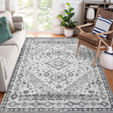 Garvee Boho Teppich Läufer 120x170 cm Rutschfest Vintage Orient Design Grau Wohnzimmer Schlafzimmer Flur - 