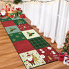 Garvee Weihnachtsteppich Rutschfest Waschbar Elch Weihnachtsmann Schneeflocke Für Flur Küche Wäscherei 60 x 180 cm Rot/Grün