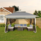 GARVEE 3x3 m Faltpavillon mit Moskitonetz, Wasserdichtes Gartenpavillon Pop-Up Zelt, UV-Schutz 50+, Höhenverstellbar, Für Garten, Terrasse, Camping und Outdoor-Events, Grau - Grau