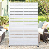GARVEE Metall Sichtschutz 183 x 119 cm, freistehender Garten-Paravent, Wetterfest, Rostfrei und Stabil, Sichtschutz für Terrasse, Balkon und Garten, Querstreifen - Weiß