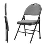 Garvee Klappstühle Set 2, Leinenstoff Gepolstert, Metall, Stapelbar, Für Camping & Büro - Grau