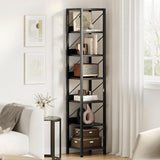 GARVEE Bücherregal, 6 Ebenen, 167,6 × 30,5 × 30,5 cm, MDF & Metall, verstellbare Ablagen, Schwarz – für Wohnzimmer & Schlafzimmer - Schwarz