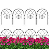 Garvee Metall-Gartenzäune 8-Panel Rostfrei Pulverbeschichtet Bogenförmig 25.78in Hoch 13ft Lang Schwarz Für Garten & Haustierabsicherung - schwarz
