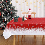 Garvee Weihnachtstischdecke 137 × 200 cm, wasserabweisend & knitterarm mit Schneeflockenmuster, Rot, mit LED, pflegeleicht - Rot