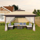 GARVEE 3x3 m Faltpavillon mit Moskitonetz, Wasserdichtes Gartenpavillon Pop-Up Zelt, UV-Schutz 50+, Höhenverstellbar, Für Garten, Terrasse, Camping und Outdoor-Events, Khaki - Khaki