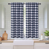 GARVEE Rideaux De Cuisine Imperméables Buffalo Karo Muster 2 Paneele 28x45 Zoll Marineblau Für Küche & Wohnzimmer - Marineblau