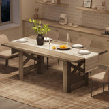 Garvee Esstisch 180 cm im Bauernhausstil mit dreieckigen Holzbeinen für 8 Personen, Retro-Grau, für 6–8 Personen - Retro-Grau