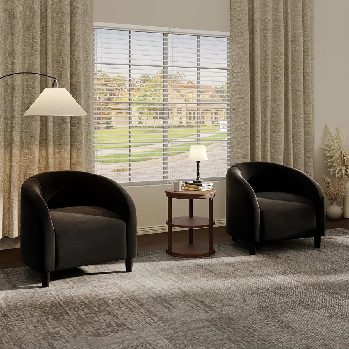 Garvee Velvet Club Chair, U Rückenlehne, Gepolstert, Retro, Für Wohnzimmer & Schlafzimmer