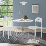 Garvee Esszimmerstühle 2er-Set gepolstert mit Stoff, Metallbeine, Landhausstil, Weiß - Weiß