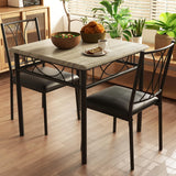 Garvee 3-Teiliges Esszimmer-Set Für 2 Personen, Quadratischer Tisch Mit Gepolsterten Stühlen, MDF-Holz, Rustikales Grau, Kompakt Für Küche & Esszimmer - schwarz