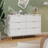 GARVEE Kommode mit 6 Schubladen 100 x 40 x 75 cm, Modernes Sideboard, Großer Stauraum für Schlafzimmer, Wohnzimmer, Büro & Flur, Weiß - Weiß