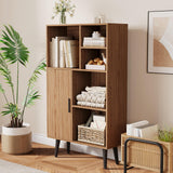 GARVEE Bücherregal mit Türen, 4 Ebenen, Holz, modernes Design, Nussbaum – für Wohnzimmer & Schlafzimmer