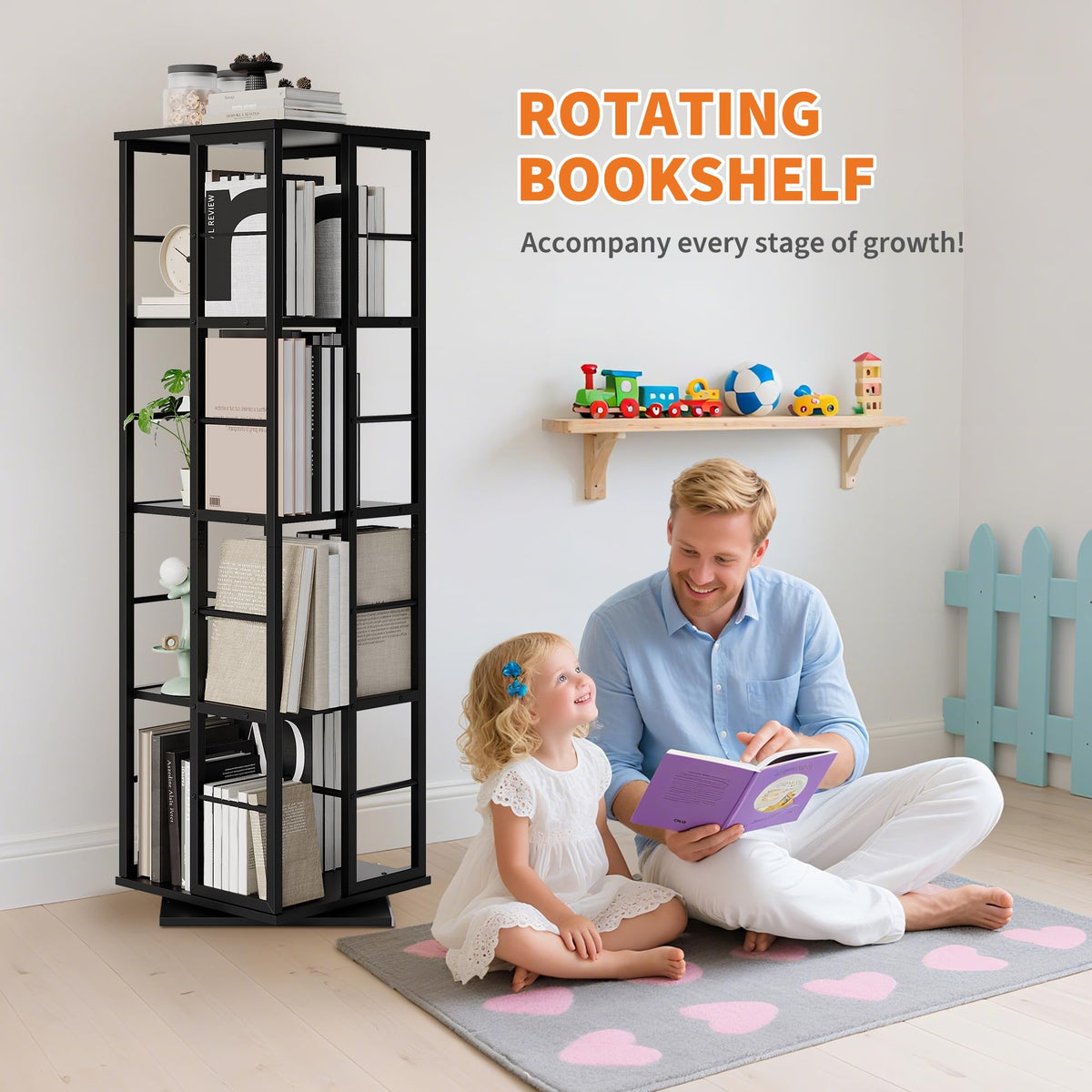 360 Grad drehbares Bücherregal Schwarz
