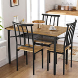 Garvee Esstisch Set Für 4 Mit Weinregal, Metall & Holz, Rechteckig, Rostbraun, Platzsparend Für Kleine Räume & Apartments