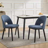 Garvee Upholstered Dining Chairs Set of 2 - Modern Fabric High Back Deep Seat - Wood Frame Blue Kitchen Cafe - Blau, 2 Stück