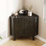 Garvee Eckschrank 80 × 40 × 78 cm, 3-stufig mit Türen & verstellbarem Regal, platzsparend, Schwarz, ausziehbar, mit Stauraum - Schwarz