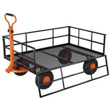 Garvee Gartenwagen mit abnehmbaren Seiten, Tiefe Stahl-Ladefläche, Schwarz/Orange - 1200 Lb Load Capacity | Black + Orange