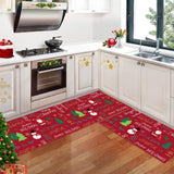 Garvee 2 Stück Küchenmatten Set Rutschfeste Weihnachtsläufer Für Küche Flur Esszimmer 40x60+40x120 cm Mehrfarbig