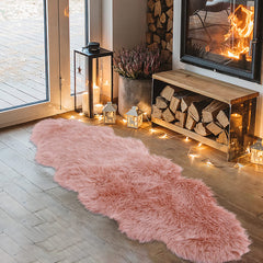 GARVEE Kunstbont Bankmat Hochflorig Weich Plüsch Tapijt Rosa 75x120cm Für Kinderzimmer Wohnzimmer Schlafzimmer Unregelmäßig