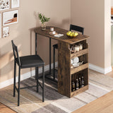 Garvee Bar-Tisch Und Stühle Set Mit Halbrunder Retro-Tischplatte, 3-Stufiges Regal, Lederbezogene Hocker Für Küche Und Büro, Kompakt, Modern - Brauner Küchentisch