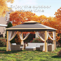 Garvee Pop Up Pavillon 335×335 cm, Mit Moskitonetz, Wasserdicht, UV-Schutz, Höhenverstellbar