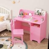 Garvee Kinder Schreibtisch Mit Stuhl Holz Ergonomisch Stabil Für Kinderzimmer Lernraum 3-12 Jahre - Rosa