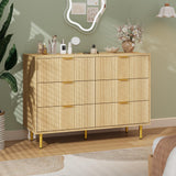 GARVEE Kommode mit 6 Schubladen 100 x 40 x 75 cm, Modernes Sideboard, Großer Stauraum für Schlafzimmer, Wohnzimmer, Büro & Flur, Naturholz - Naturholz