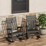 Garvee Adirondack-Schaukelstuhl-Set, 2 Stühle, Hohe, offene Rückenlehne, Schwarz - Schwarz