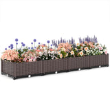Garvee Großer Outdoor Hochbeet Mit Selbstbewässerungssystem, Tiefes Design, PP-Material, Abnehmbarer Ablauf Für Terrasse Balkon Garten 63"x16"x8" Schwarz