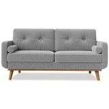 Garvee Bouclé Sofa 2-Sitzer in Creme, Mid-Century Polstersofa mit Federpolsterung und Massivholzbeinen