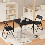 Garvee Klappbarer Tisch Und Stuhl-Set Für Kinder Mit PU Weicher Polsterung, Stabiler Stahlrahmen, Ergonomisches Design, Tragbar, Für Essen Und Spielen - Schwarz
