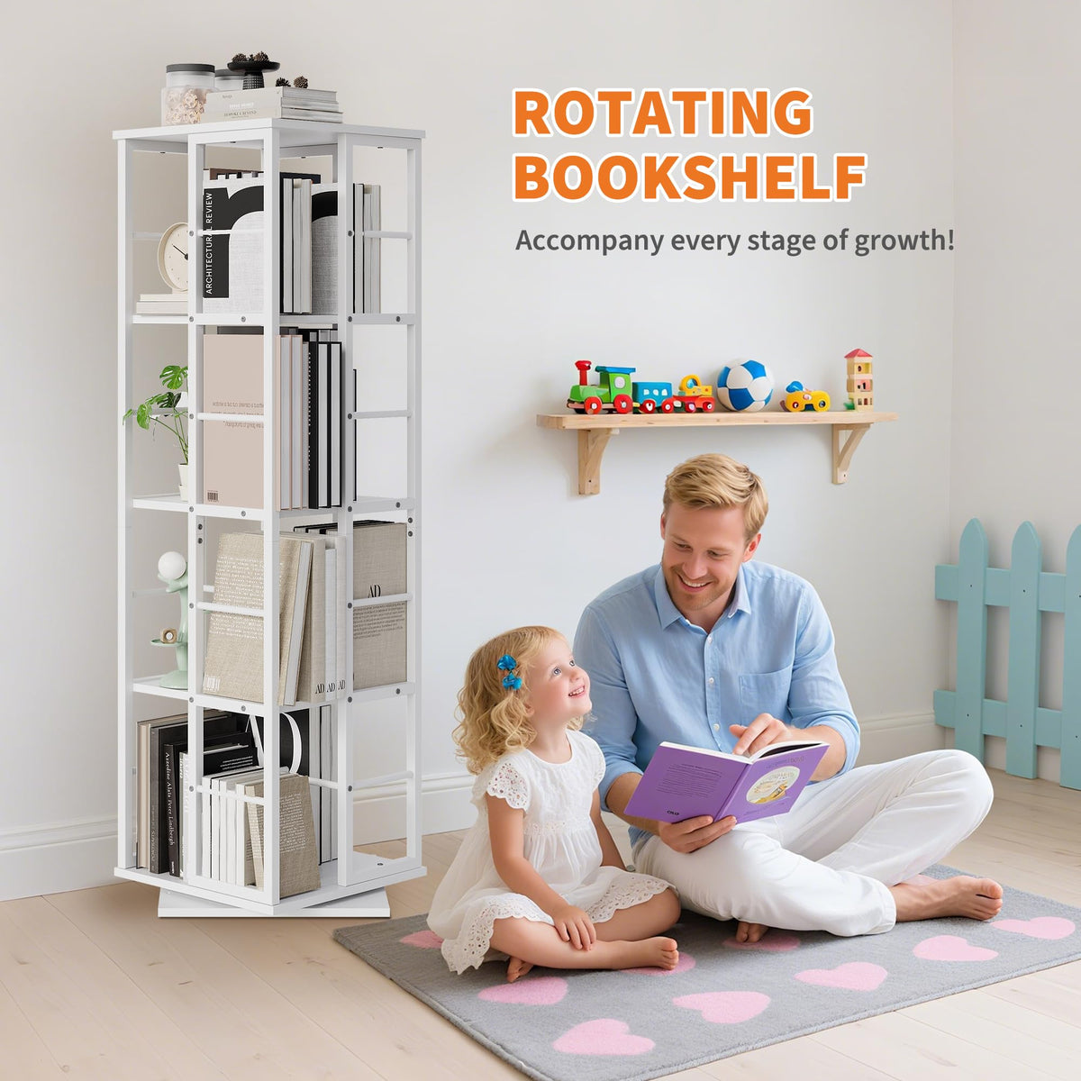 360 Grad drehbares Bücherregal Weiß