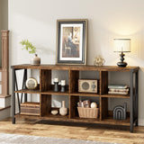 Garvee 8 Cube Storage Organizer Bücherregal Mit Metallrahmen V-Förmiges Design Für Wohnzimmer Und Flur 62 Zoll Retro Braun