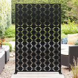 GARVEE Metall Sichtschutz 183 x 119 cm, freistehender Garten-Paravent, Wetterfest, Rostfrei und Stabil, Sichtschutz für Terrasse, Balkon und Garten, Karomuster - Schwarz
