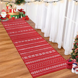 Garvee Jullöpare Matta Für Hall - Rote Weiche Weihnachtsdeko, Maskintvättbar, Halkfri, 60x180 cm, Vita Blommönster, Köksmatta - Rot