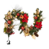 Garvee Weihnachtsgirlande 183 cm – 20 LED, Batteriebetrieben mit Timer, Rote & Goldene Kugeln - 