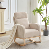 Garvee Schaukelstuhl Teddy Stoff, Gepolstert, Hohe Rückenlehne, Holzrahmen, Für Kinderzimmer & Wohnzimmer - Beige