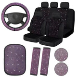 Garvee 15-Teiliges Glitzerndes Autostoelhoezenset Damen Kristalllenlenkradbezug Samt Material Atmungsaktiv Universal Auto Innenraum - Wie gezeigt