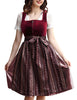 Garvee Samt Dirndl Set 3 Teilig Für Damen Oktoberfest Trachtenrock Midi Schwarz 38