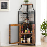 Garvee Eck-Bar-Schrank ohne LED – 155 cm hoch, 50+ Flaschen Lagerung, aus Metall & wasserfestem MDF (Retro) - Retro