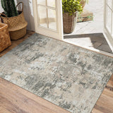 GARVEE Moderner Kurzflor-Teppich 160 x 230 cm, Waschbar, Abstraktes Muster, Rutschfeste Unterseite, Wohnteppich für Wohnzimmer, Schlafzimmer, Flur und Küche, Grau-Gelb - Grau-Gelb