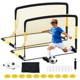 GARVEE Fußballtor 2er Set 182.8 x 121.9 cm, Tragbares Pop-Up Fußballtor für Kinder & Erwachsene, Mit Polyesternetz und Glasfaserrahmen, Für Garten & Fußballtraining - Schwarz-Gelb
