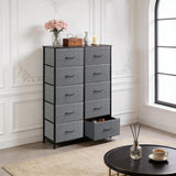Garvee Kommode, Stoffschubladen, 80 × 30 × 118 cm, für Schlafzimmer und Wohnzimmer, Grau - Grau